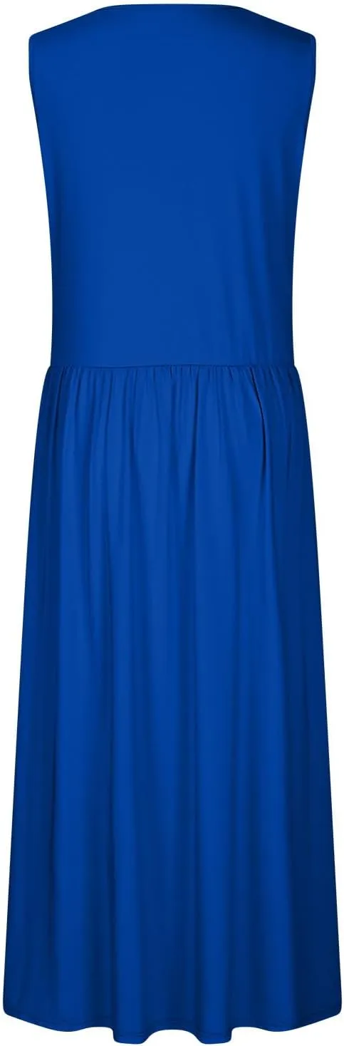 Summer Maxi Dresses for Women 2025 Sleeveless Formal Ruched High Waisted Long Sundress Flowy Beach Tank Dress Clothes