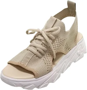Summer New Thick Sole Mesh Sandals Fashion Casual Women Shoes Flat Bottom Hollow Out High Heeled Sandals