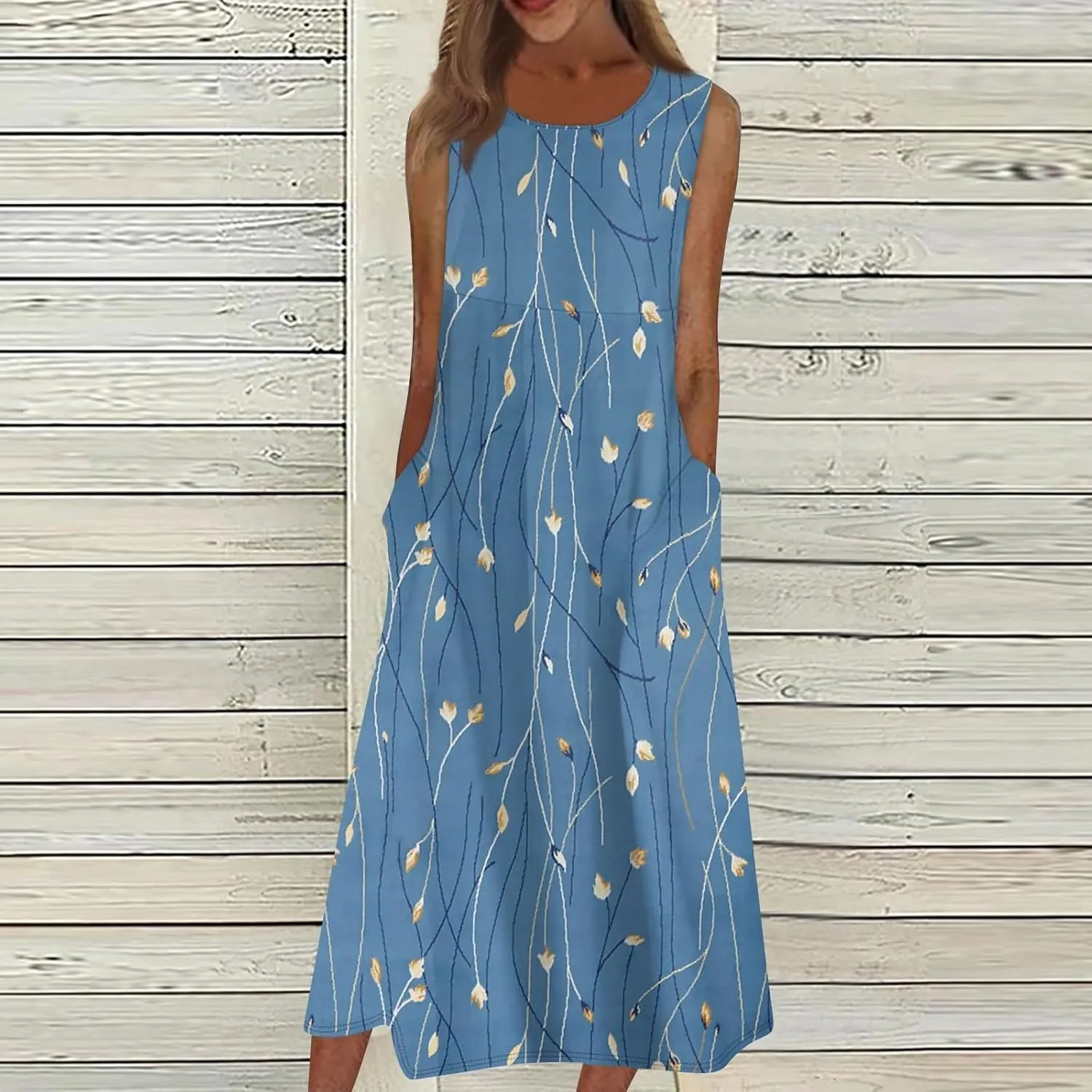 Summer Off The Shoulder Midi Sundresses for Women,Trendy Sleeveless Plus Size Casual Flowy Formal Floral Tank Dress