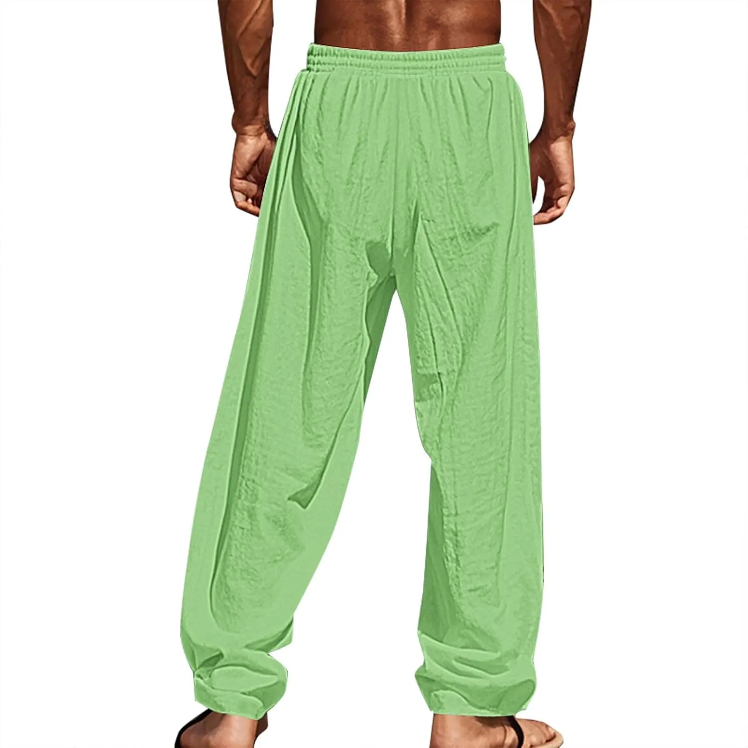 Summer Pants for Men Lightweight Relaxed Fit Trousers with Pockets Casual Wide Leg Vacation Beach Boho Pants