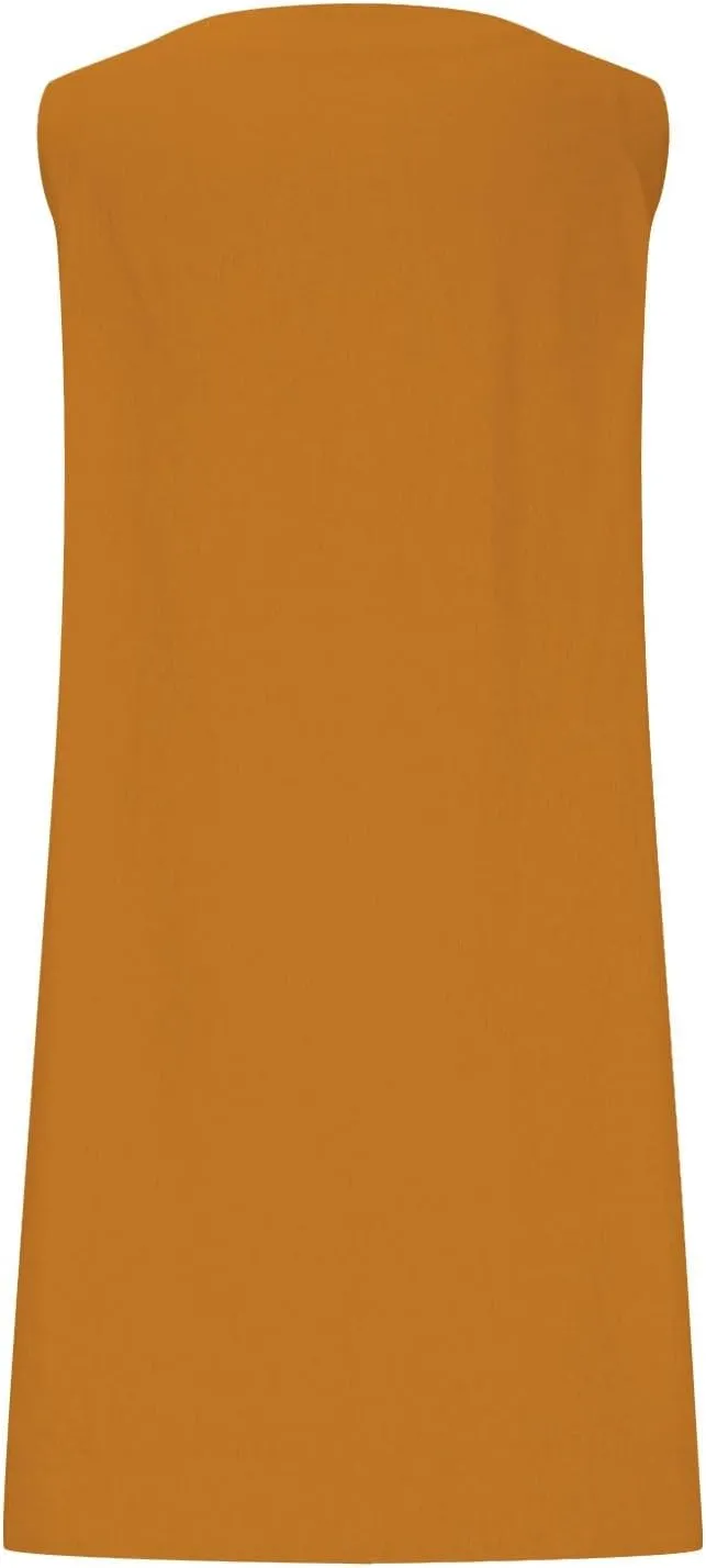 Sundresses for Women 2025 Solid Round Neck Sleeveless Tank Dress Casual Beach Vacation Cotton Linen Mini Dresses