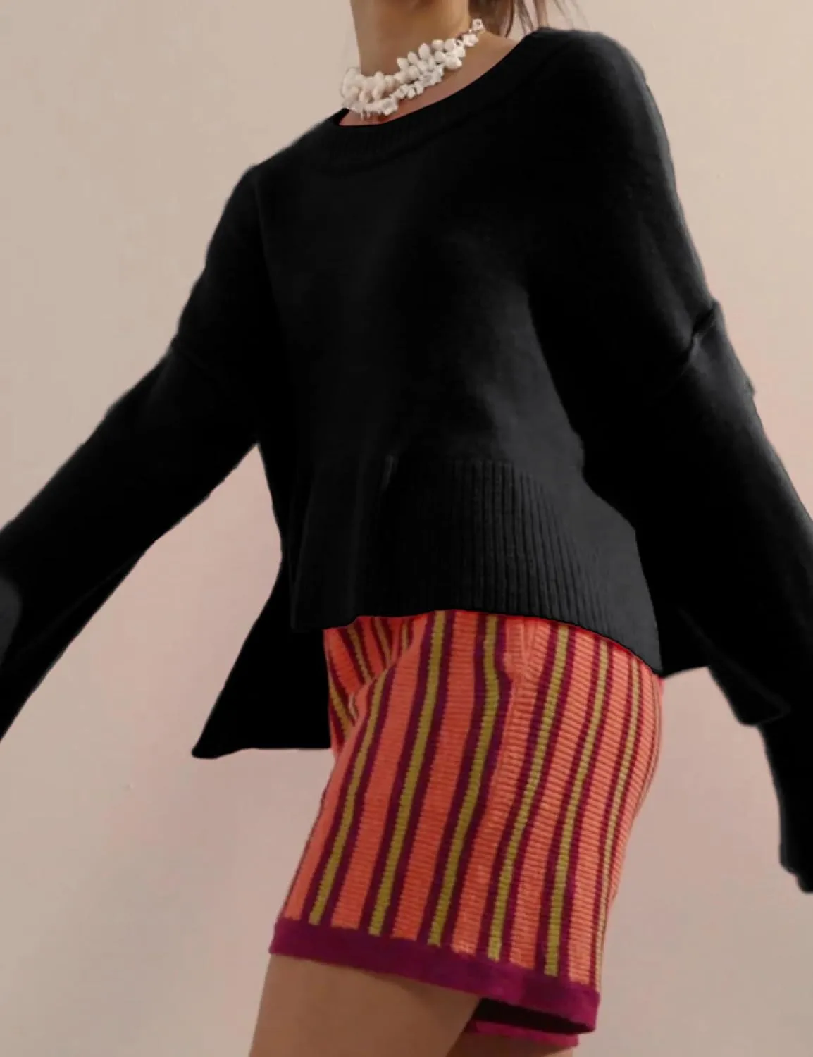 Sweaters for Women Bell Long Sleeve Crewneck Side Slit Fall Winter Casual Oversized Pullover Knit Sweater Top