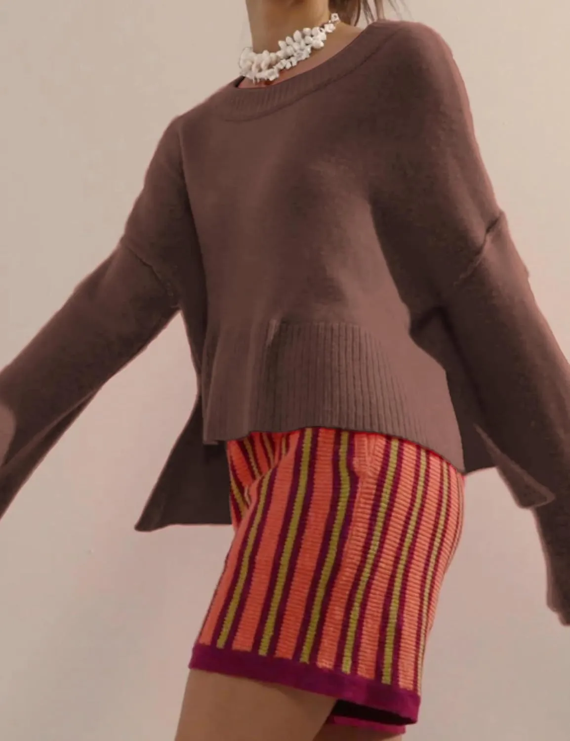 Sweaters for Women Bell Long Sleeve Crewneck Side Slit Fall Winter Casual Oversized Pullover Knit Sweater Top