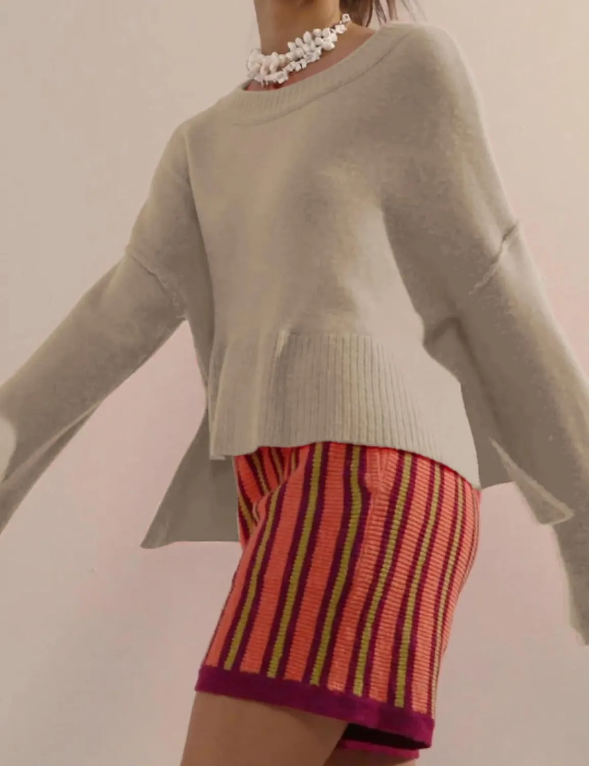 Sweaters for Women Bell Long Sleeve Crewneck Side Slit Fall Winter Casual Oversized Pullover Knit Sweater Top