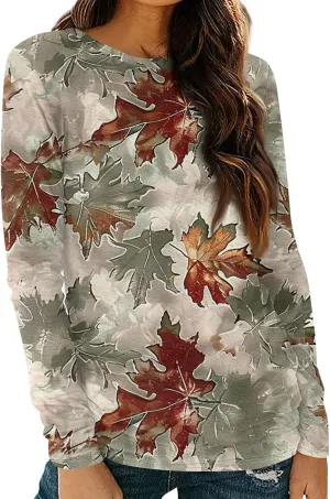 T Shirts for Women Crew Neck Tunic Outfits Sports Fan Gradient Long Sleeves Top Thin Vacation T Shirts