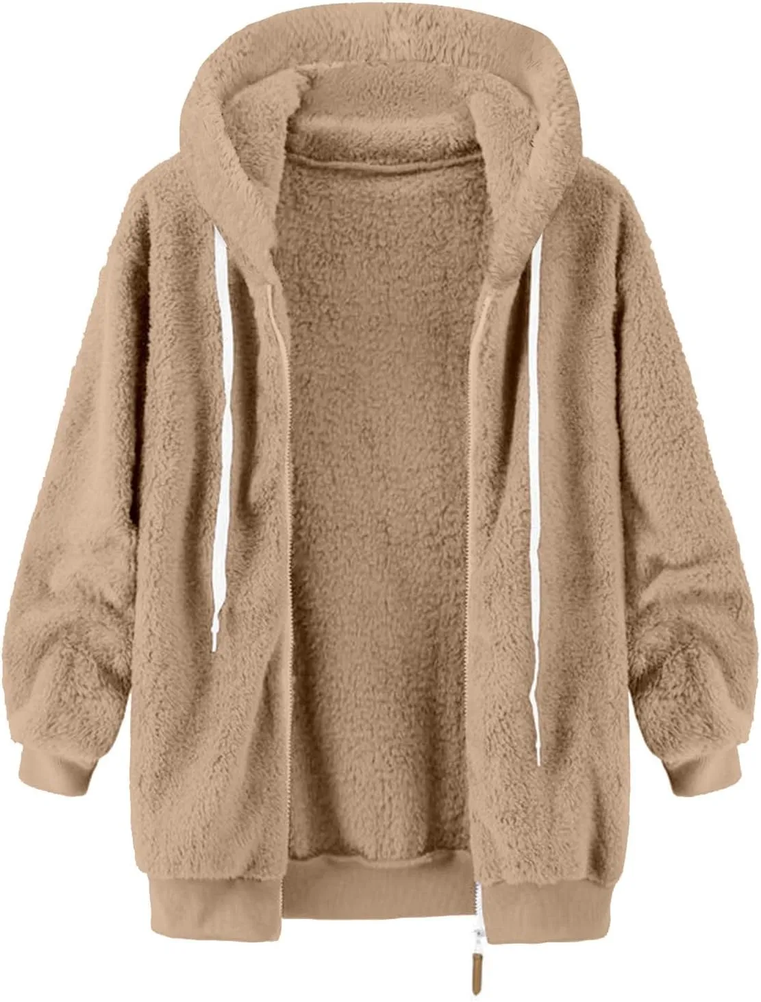 TANGNADE Cute Jackets for Women Trendy Plus Size Winter Fuzzy Fleece Coats Comfy Warm Zip Up Hoodies Outwear