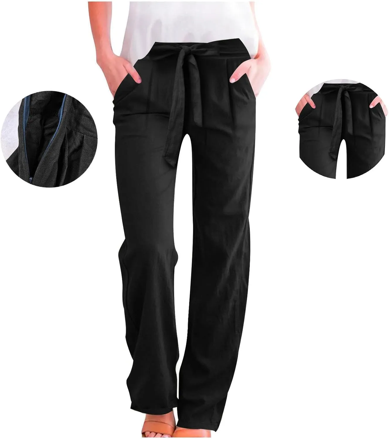 TARIENDY Petite Pants for Women Dressy Ladies 2025 Summer Comfy Outfits Casual high Waist Pants Elastic Drawstring Trousers