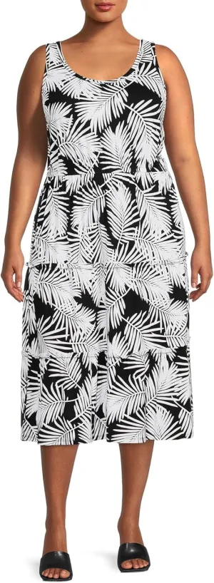 Terra & Sky Women's Plus Size Tiered Midi Dress