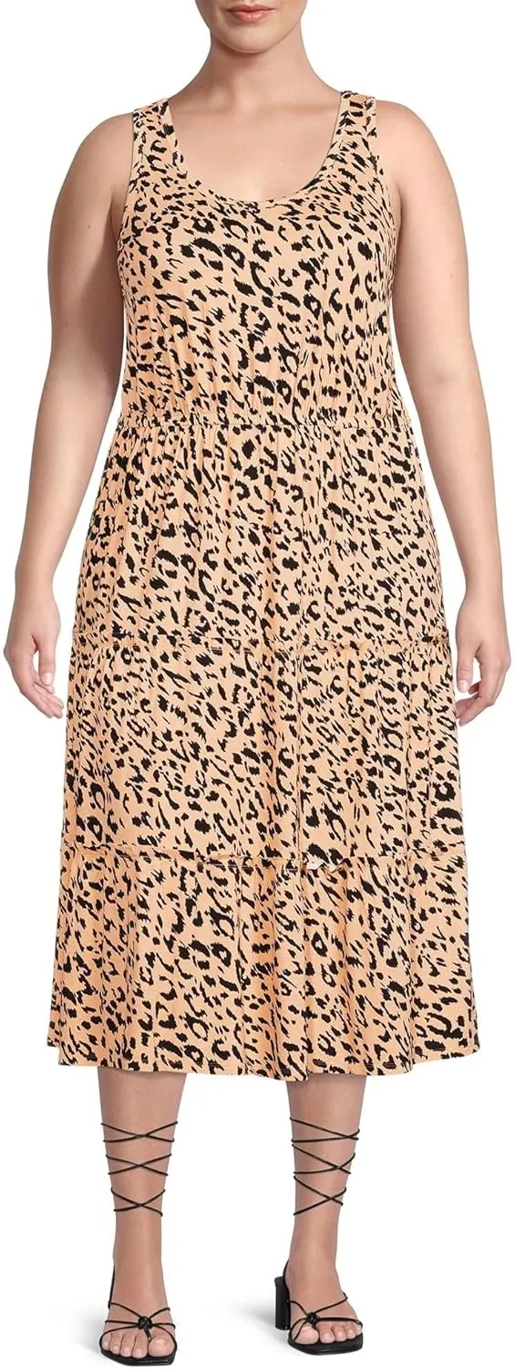 Terra & Sky Women's Plus Size Tiered Midi Dress