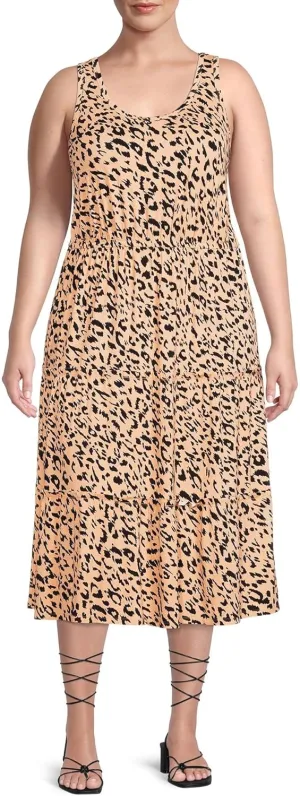 Terra & Sky Women's Plus Size Tiered Midi Dress