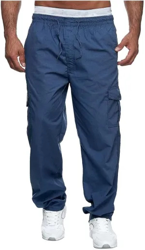 Thatrich Mens Straight Leg Sweatpants Workout Cargo Pants Stretch Trousers Slim Fit Wide Leg Pants Athletic Joggers Fall Pant
