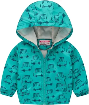 Toddler Boys artoon Dinosaur Hooded Jacket Long Sleeve Windproof Coats Zip Up Trench Windbreaker Outerwear