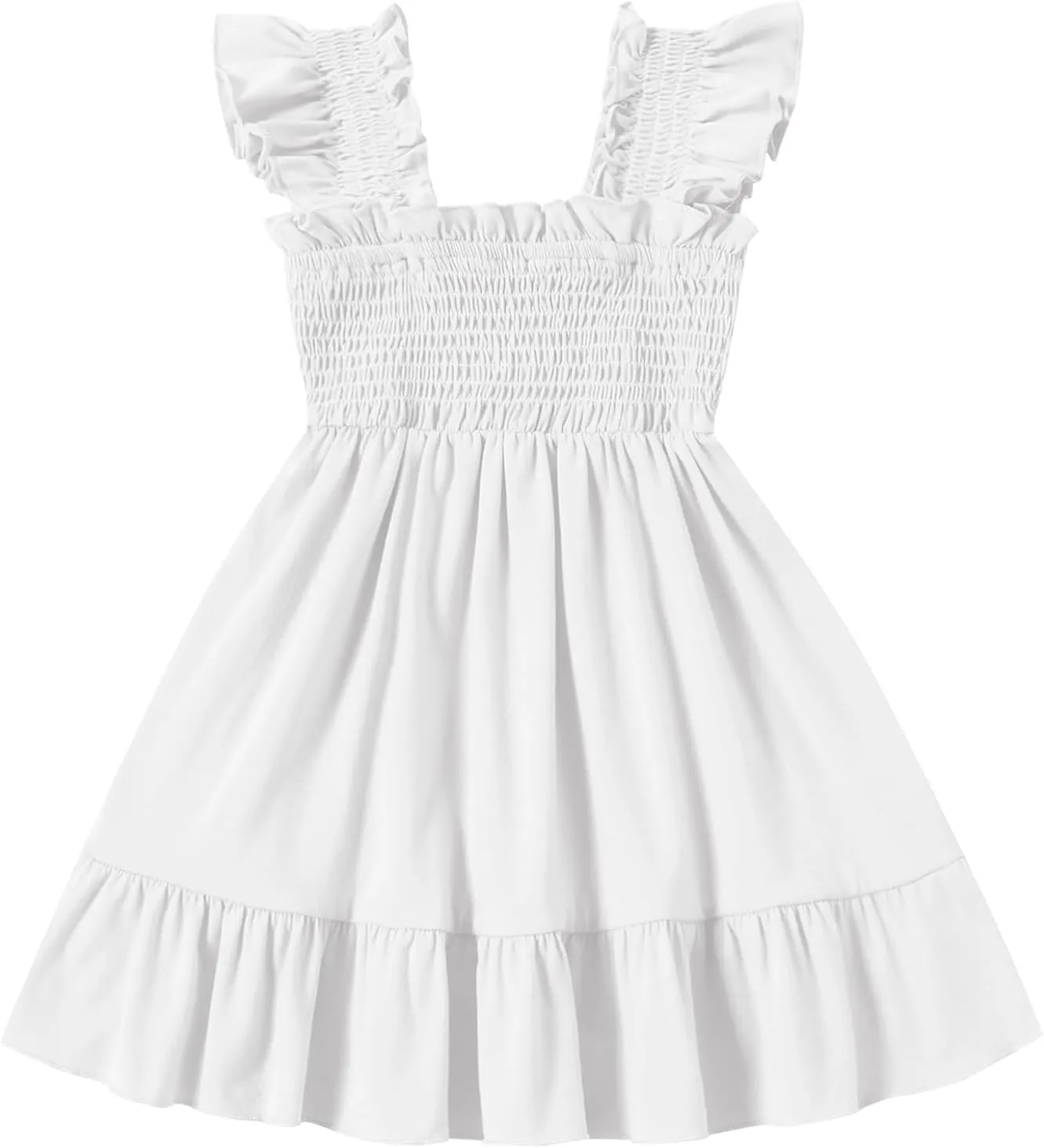 Toddler Girl Summer Dress Sleeveless Smocked Baby Dresses Square Neck Kids Tiered Boho Sundress Beach Casual Birthday