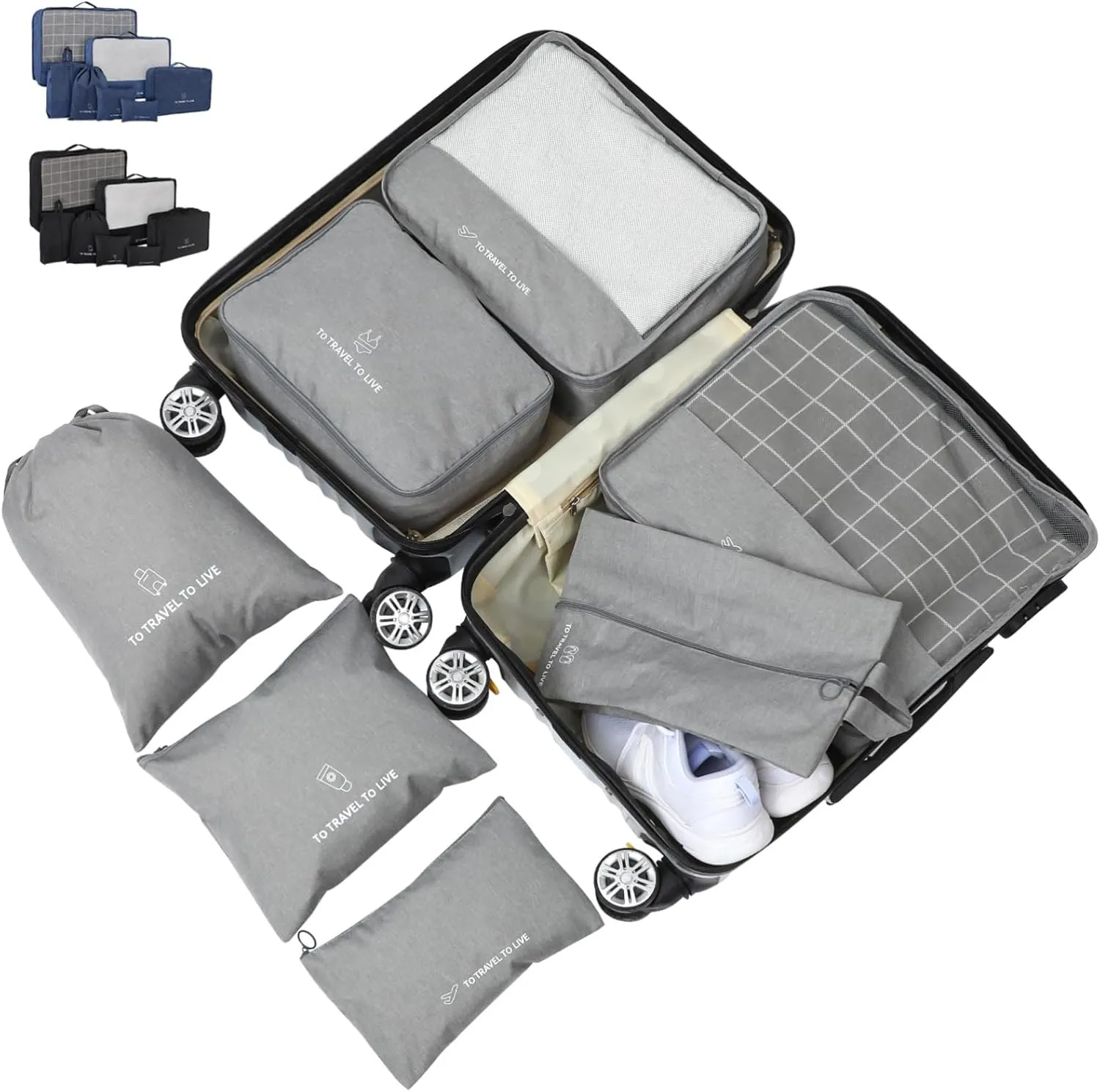 Travel Accessories 7-piece Luggage Packing Cubes Set Duffle Bag Storage Bags Organizers for Clothes Shoes Business Trips Home Storage
