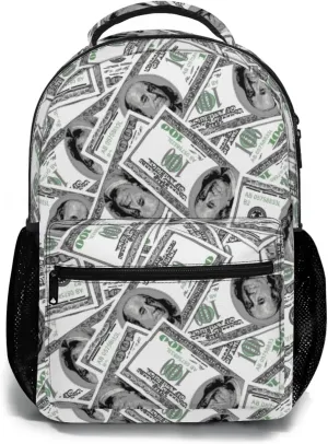 Us Bill Dollars Money Funny Backpack Book Bag Lightweight Casual Daypack for Women Men Travel Laptop 17 Inch