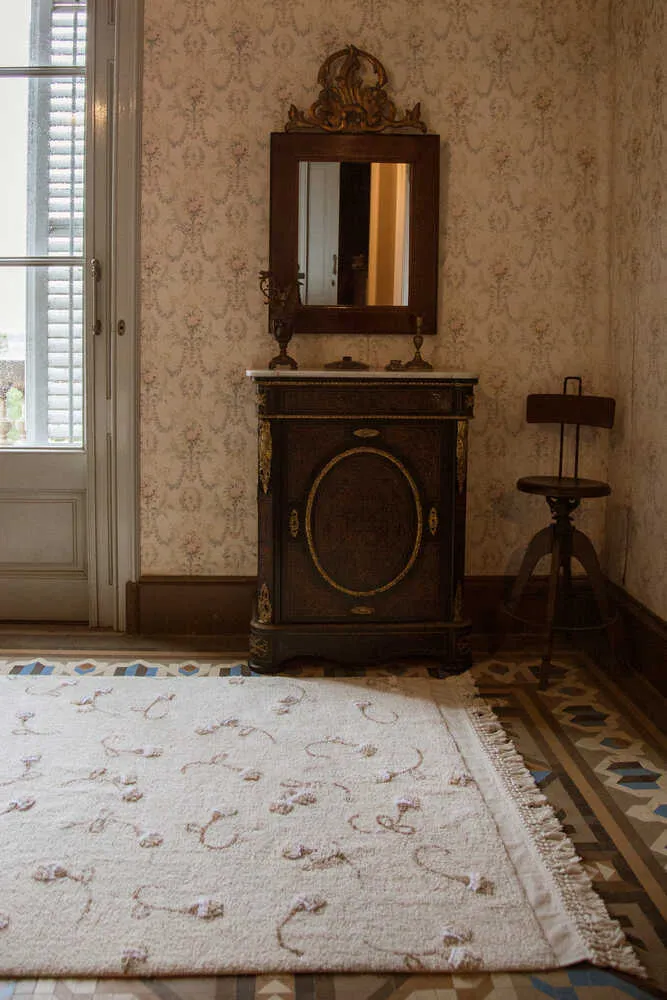 WASHABLE AREA RUG ENGLISH GARDEN IVORY