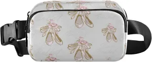 Watercolor Ballet Shoes Belt Bag for Women Men Grey Fanny Pack Small Waist Pouch Crossbody Bags for Outdoor Hiking Running Travel