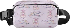 Watercolor Ballet Shoes Belt Bag for Women Men Purple Fanny Pack Small Waist Pouch Crossbody Bags for Outdoor Hiking Running Travel