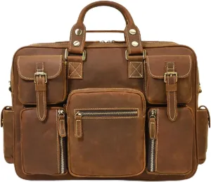 Waterproof Messenger Bag for Men, Leathers, 15" Laptop Briefcase, Vintage Business Crossbody Computer Bags, for Office Business College
