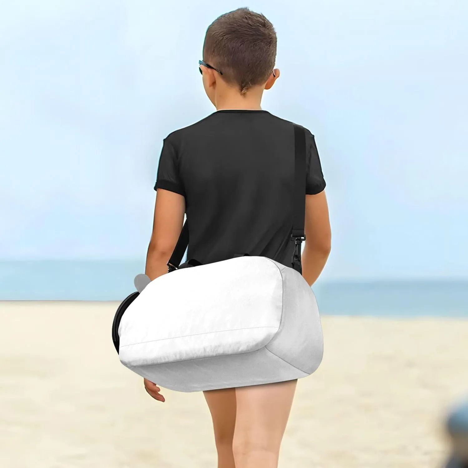 White Color Gym Duffel Bag with Shoes Compartment Large Capacity Kids Overnight Duffel Bag for Beach Swim Bags Pool Sports