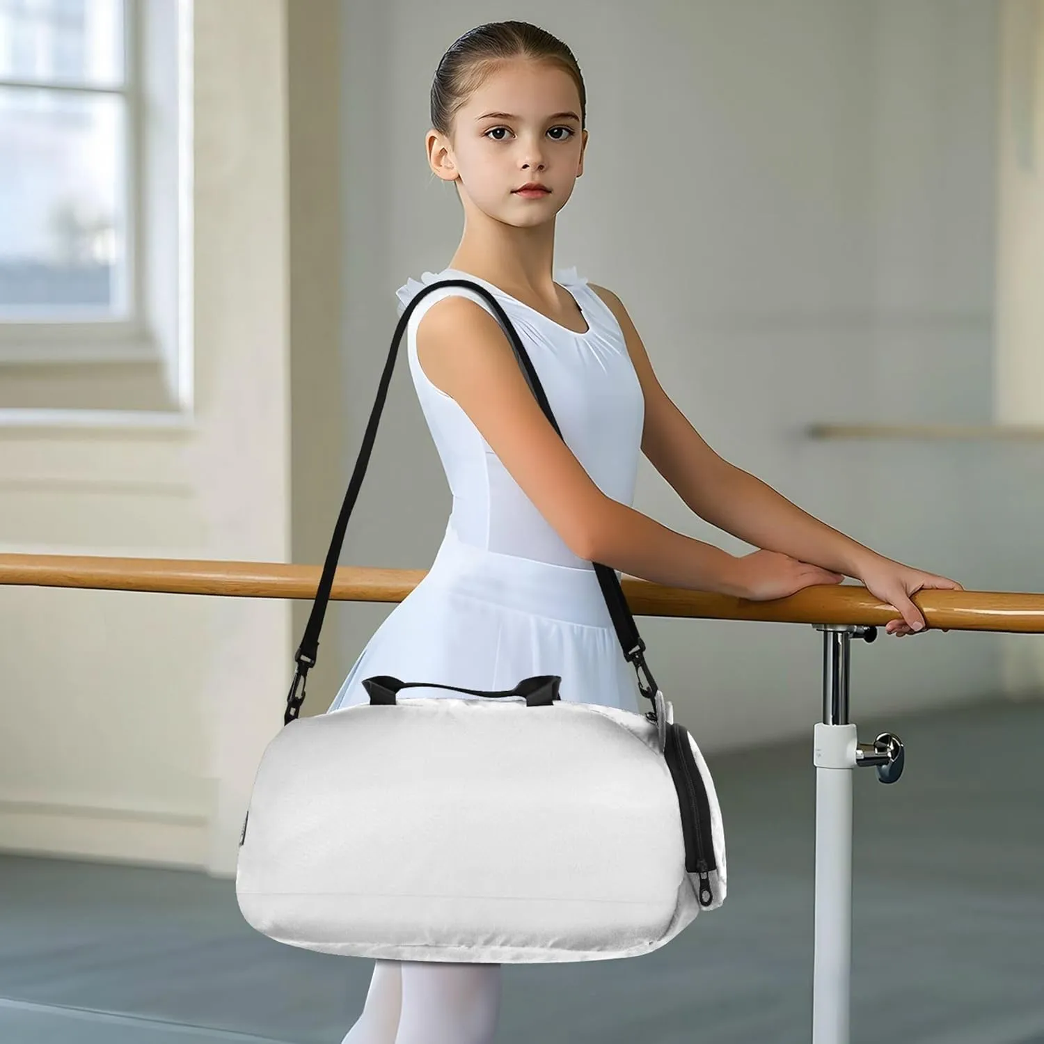 White Color Gym Duffel Bag with Shoes Compartment Large Capacity Kids Overnight Duffel Bag for Beach Swim Bags Pool Sports