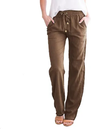 Wide Leg Pants for Women Winter Slim Work Sweatpants with Pockets Barrel Pants Fleece Lined