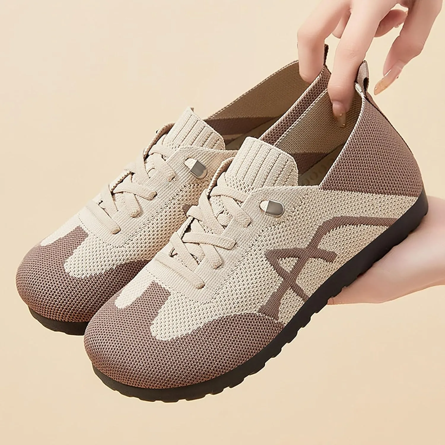 Wide Toe Sneakers for Women Breathable Fabric Non-Slip Outsole Walking Shoes Running Sneakers