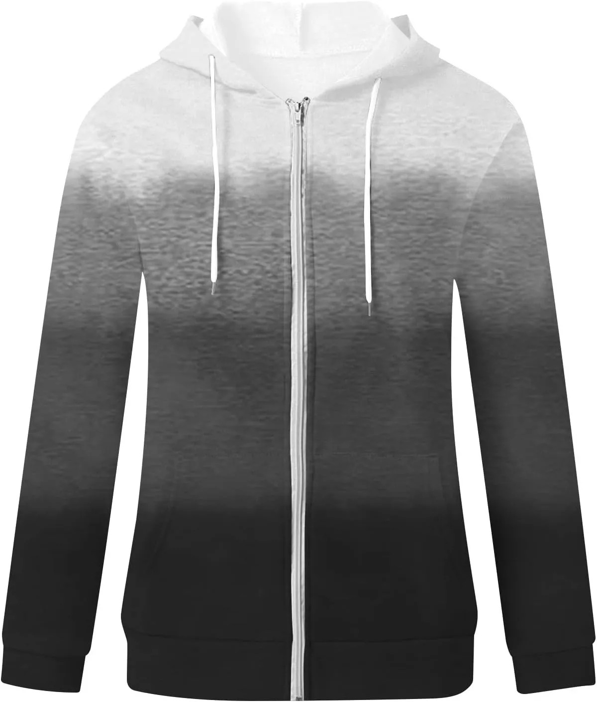 Winter Coats for Women Full Zip Drawstring Hoodies Gradient Long Sleeve Fall Jackets with Pockets Outdoor