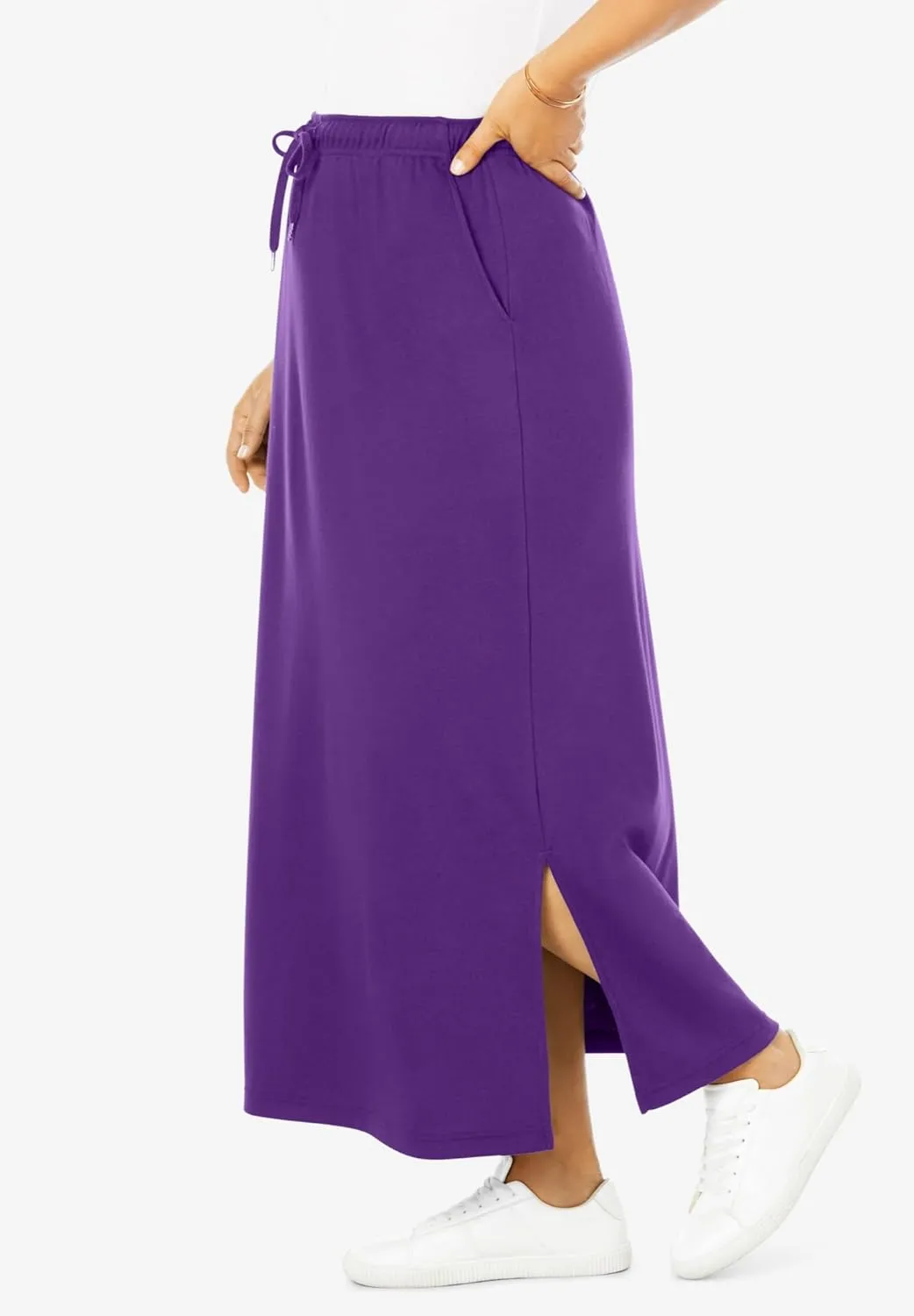 Woman Within Plus Size Petite Sport Knit Side-Slit Skirt