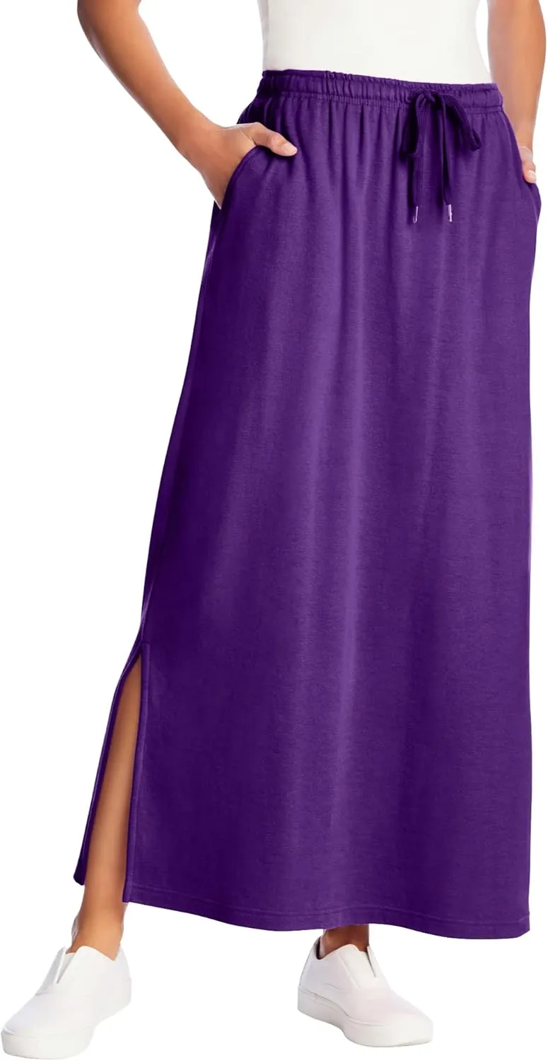 Woman Within Plus Size Petite Sport Knit Side-Slit Skirt