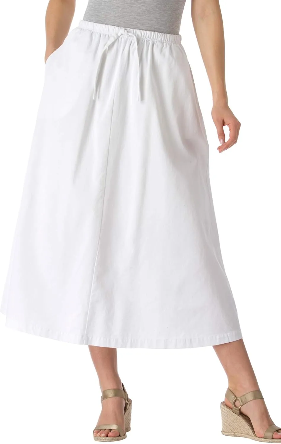 Woman Within Women's Plus Size Petite Drawstring Denim Skirt