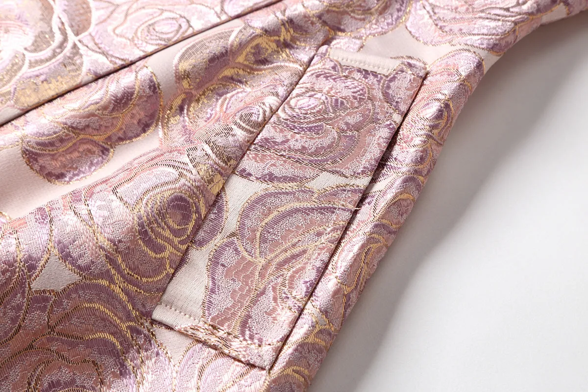 Women Floral Trench  Jacquard Outfit Coats