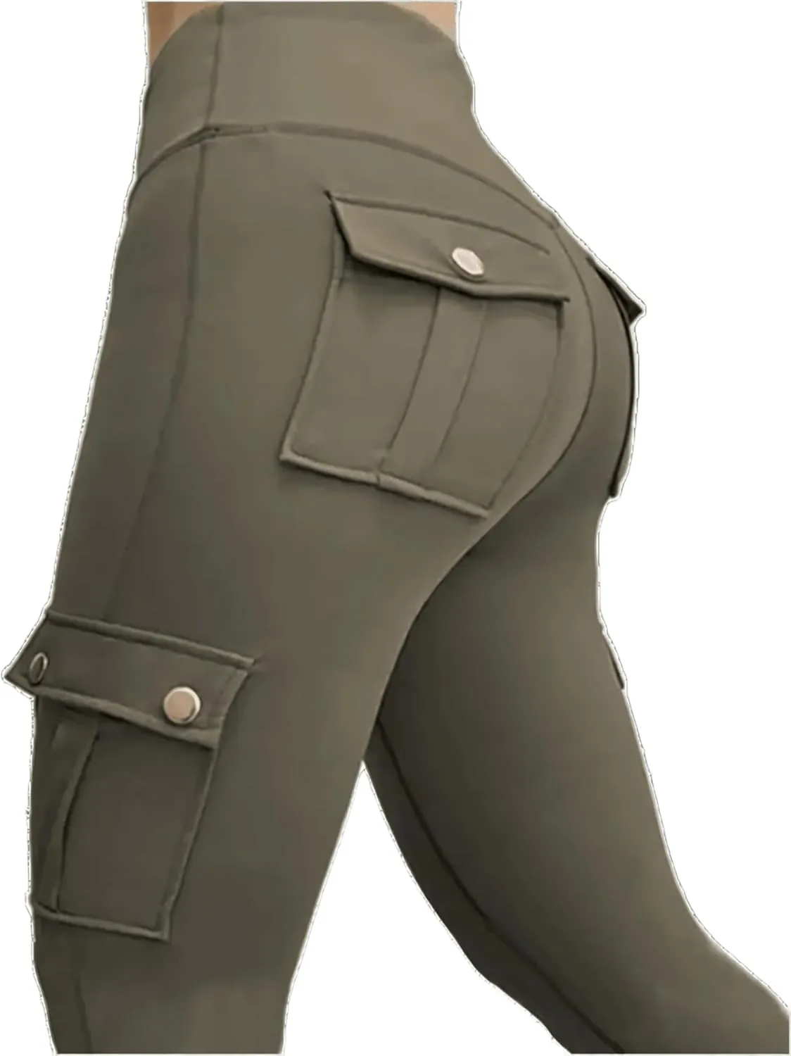 Women High Waist Cargo Leggings Workout Leggings Tummy Control Yoga Pants with Pocket