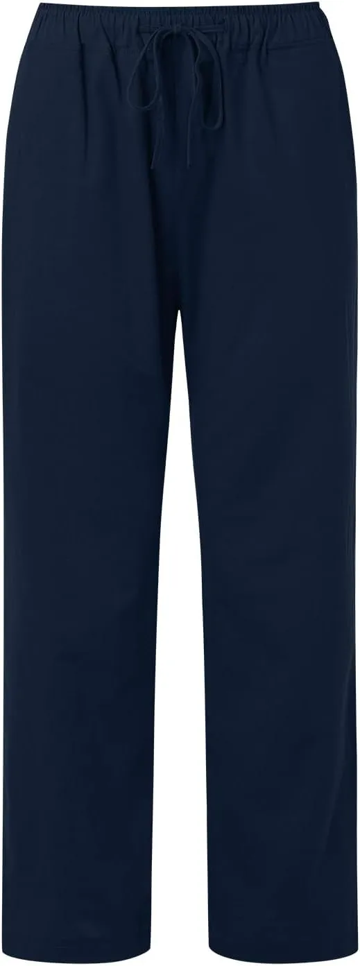 Women High Waist Wide Leg Pants 2024 Fashion Drawstring Elastic Beach Trousers Summer Comfy Straight Leg Long Pants Pockets