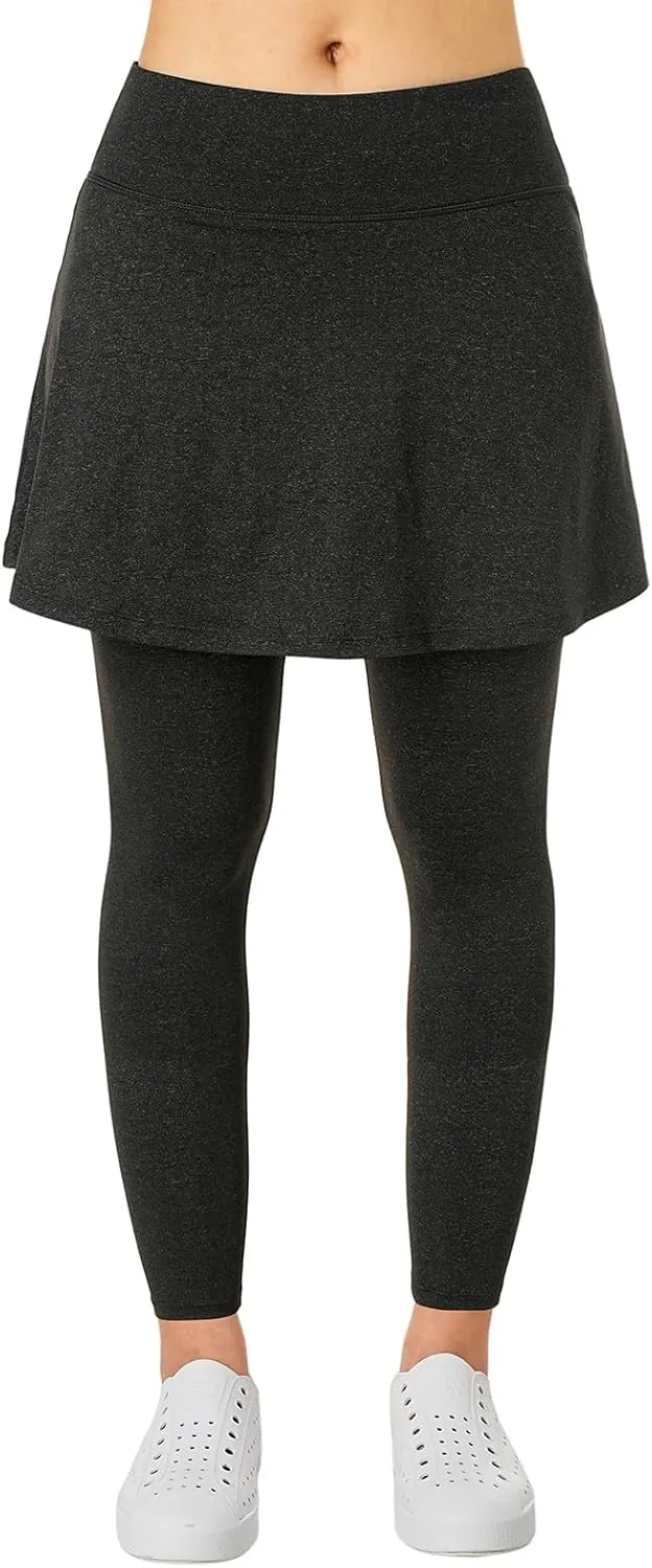 Women Skirted Leggings with Pockets,Tennis Skorts Skirts with Leggings Yoga Skorts Capris