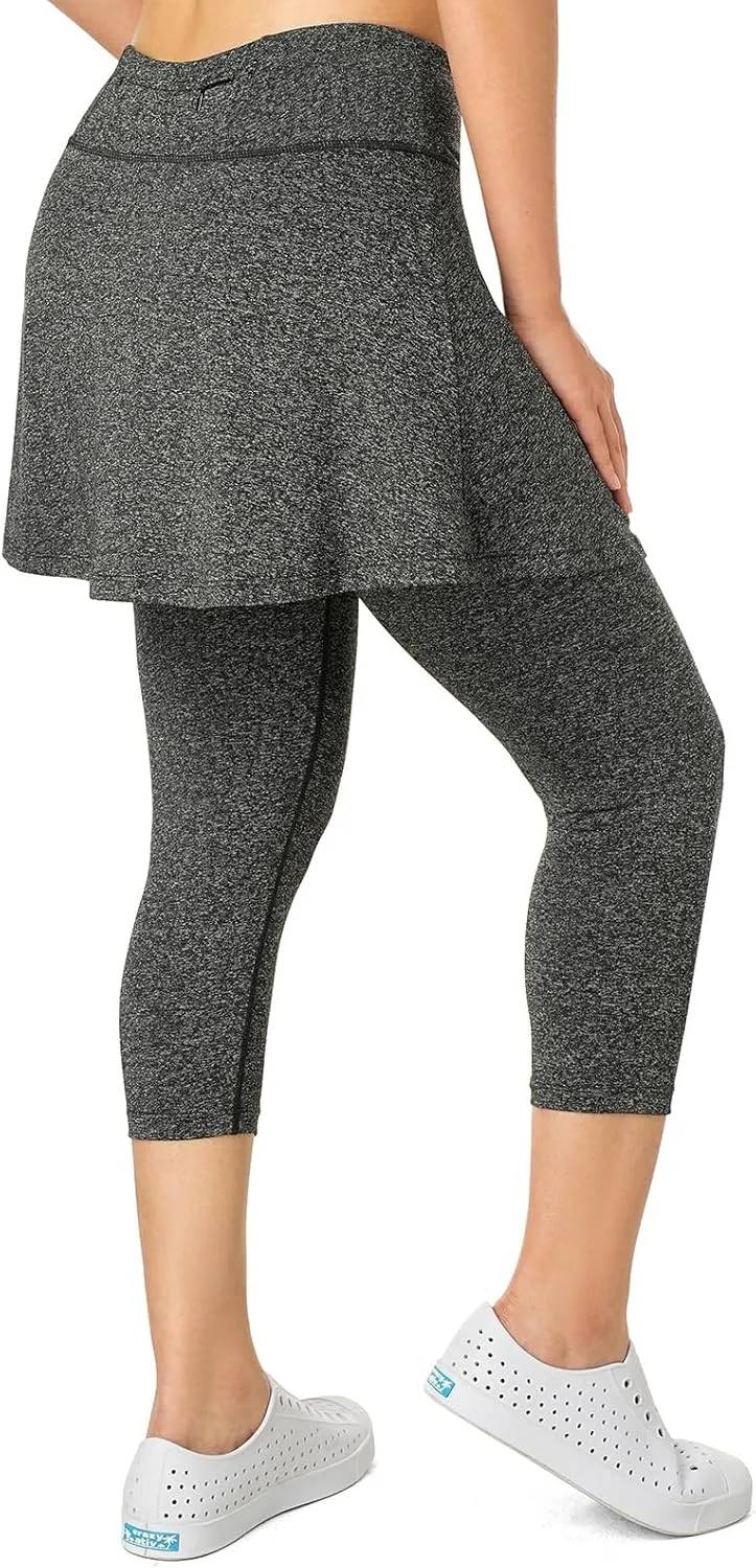 Women Skirted Leggings with Pockets,Tennis Skorts Skirts with Leggings Yoga Skorts Capris