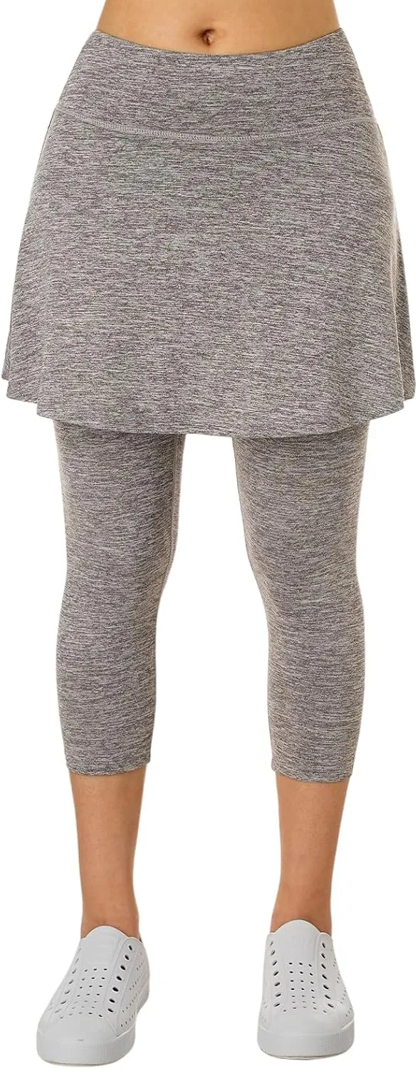Women Skirted Leggings with Pockets,Tennis Skorts Skirts with Leggings Yoga Skorts Capris