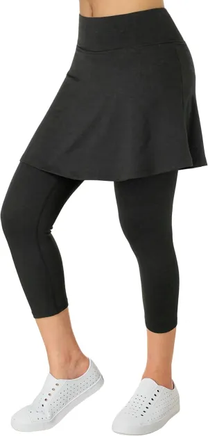 Women Skirted Leggings with Pockets,Tennis Skorts Skirts with Leggings Yoga Skorts Capris