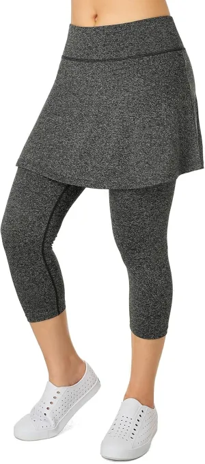 Women Skirted Leggings with Pockets,Tennis Skorts Skirts with Leggings Yoga Skorts Capris