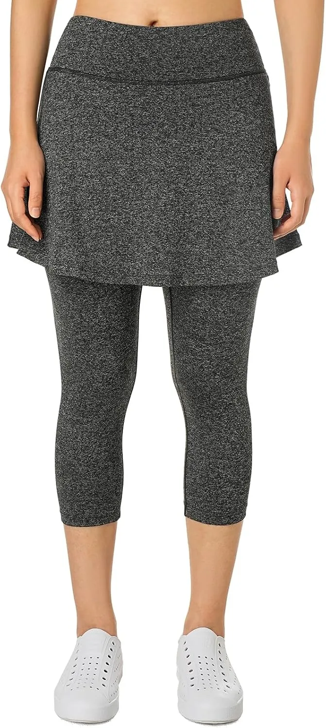 Women Skirted Leggings with Pockets,Tennis Skorts Skirts with Leggings Yoga Skorts Capris