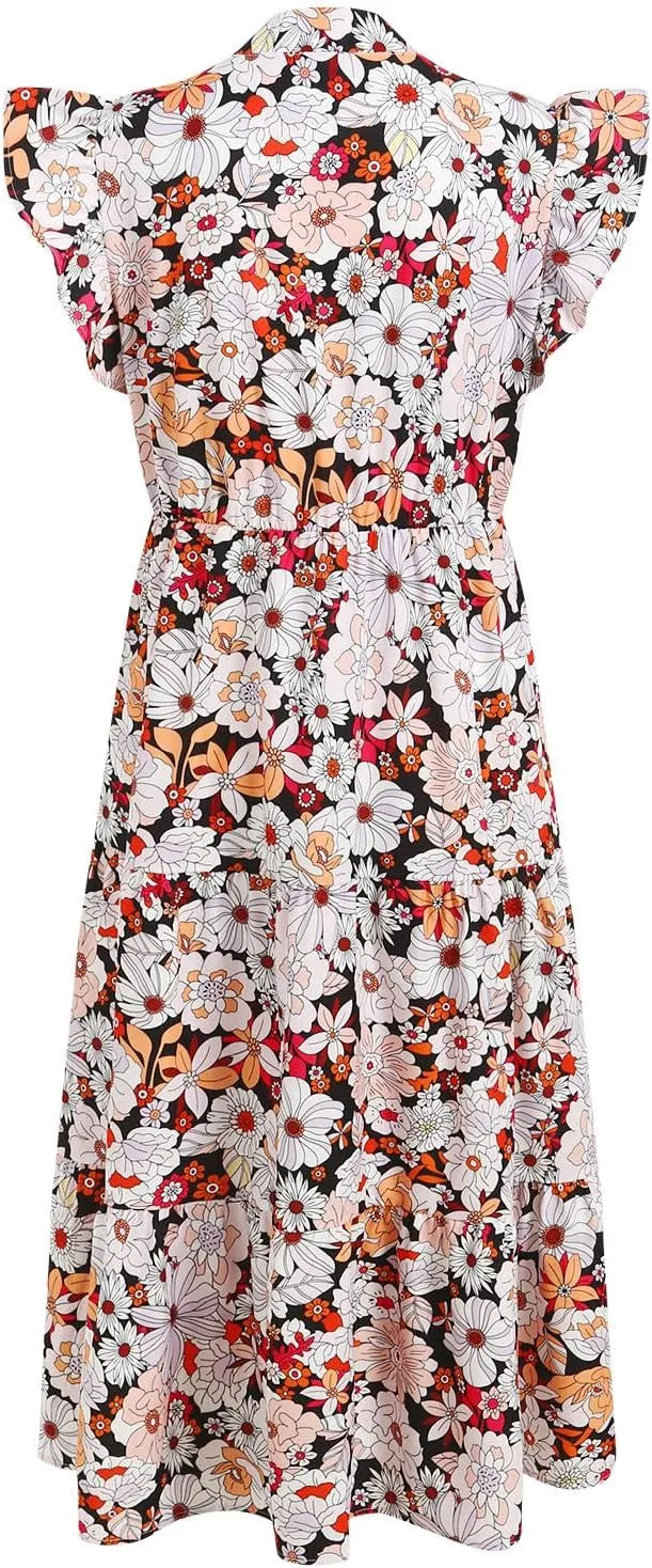 Women Summer 2025 Maxi Dress Vacation Floral Spring Casual Boho Split Beach Long Flowy Sundress Maxi Dress
