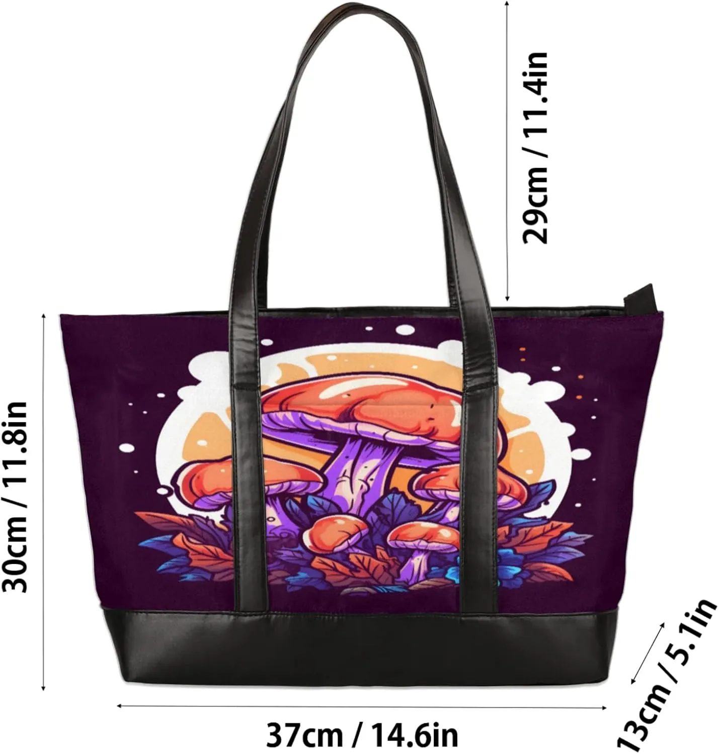 Women Tote Bag with Zipper, Shopper Handbag Travel Purse, PU Leather Laptop Tote Bags, Weekender Tote Bags