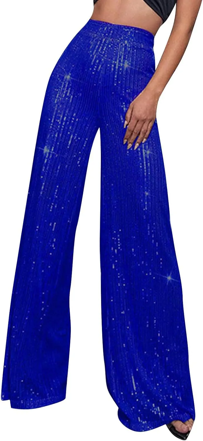 Women Wide Leg Pants 2024 Flowy Elastic Waist Pants Casual Palazzo Pants Baggy Casual Work Pants Spring Outfits