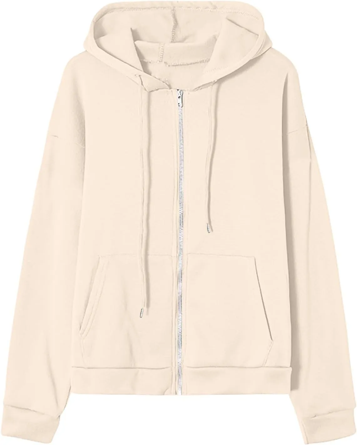 Women Zip Up Hoodie Casual Sweatshirt Drawstring Loose Fit Oversized Lightweight Fashion Fall Tops For Teen Girls