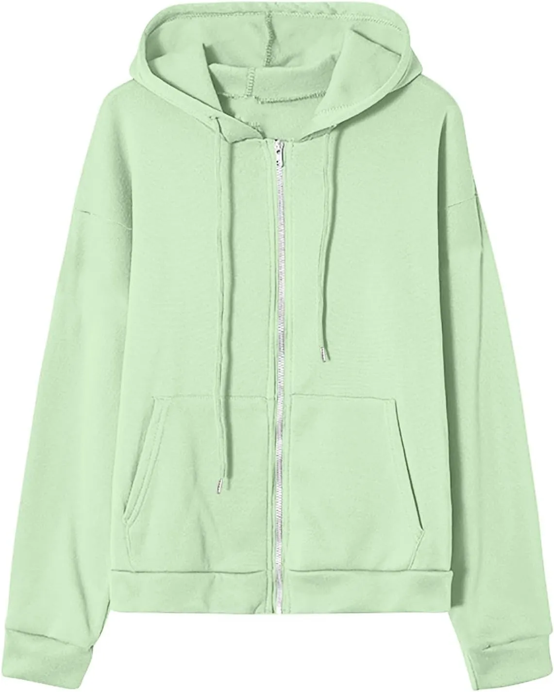 Women Zip Up Hoodie Casual Sweatshirt Drawstring Loose Fit Oversized Lightweight Fashion Fall Tops For Teen Girls