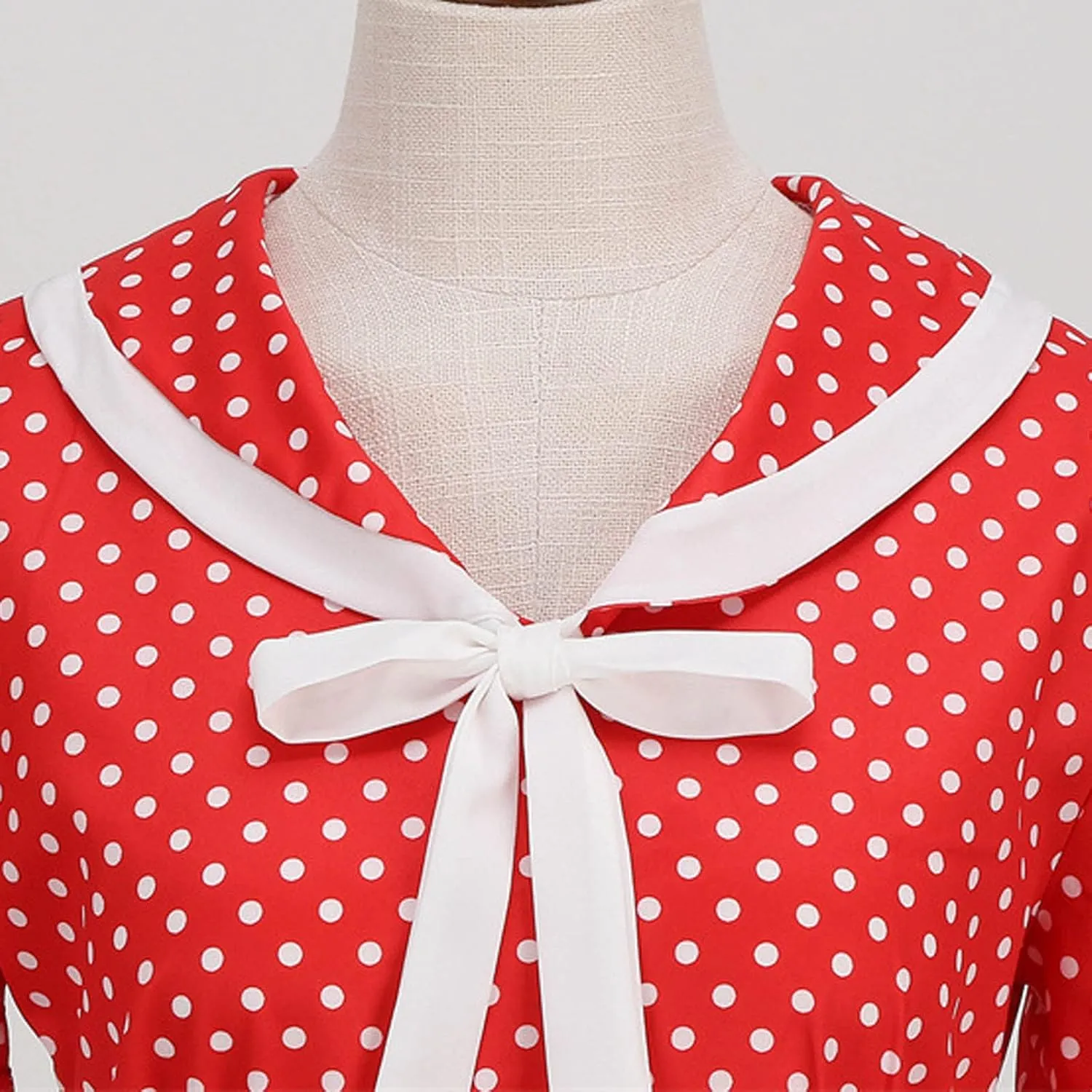 Women's 1950s Vintage Audrey Hepburn Style Cocktail Party Swing Dresses Lapel Short Sleeve Polka Dot Midi Tea Dress