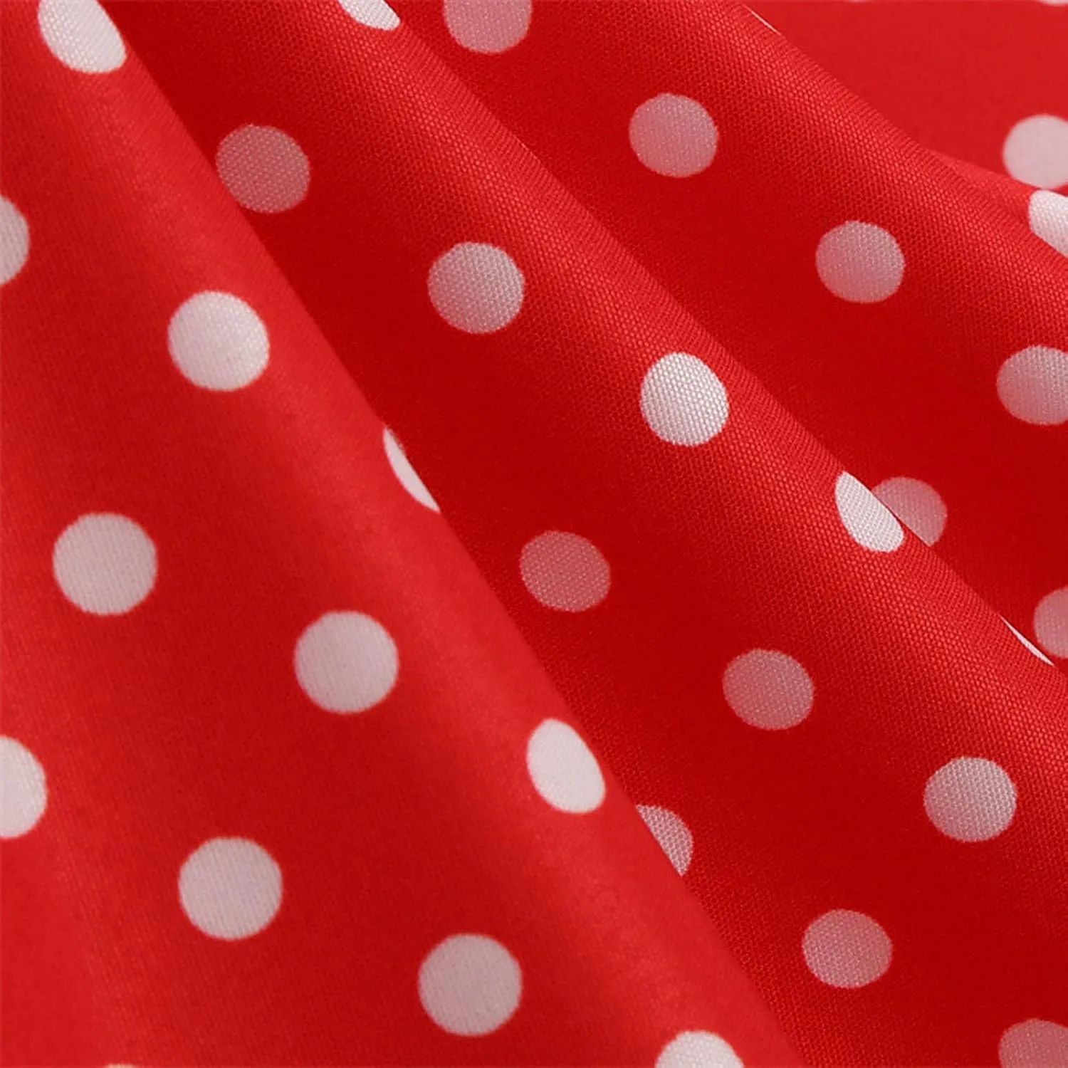 Women's 1950s Vintage Audrey Hepburn Style Cocktail Party Swing Dresses Lapel Short Sleeve Polka Dot Midi Tea Dress