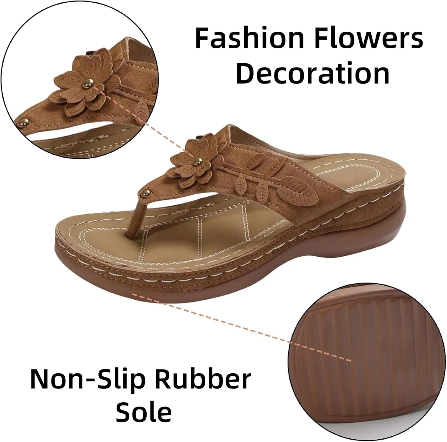 Womens Arch Support Soft Cushion Flip Flops Yoga Mat Comfortable Walking Thong Sandals Slip On Wedge Sandal Indoor Outdoor for Summer