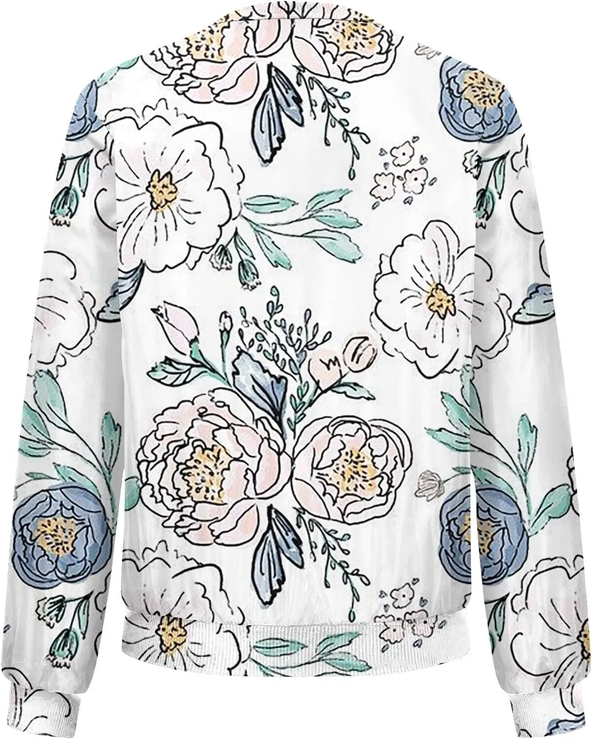 Women's Bomber Jacket Long Sleeve Casual Coat Zip Up Outerwear Windbreaker with Pockets