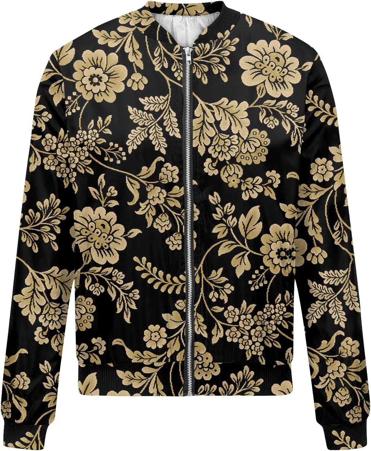 Women's Bomber Jacket Long Sleeve Casual Coat Zip Up Outerwear Windbreaker with Pockets
